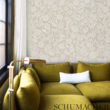 Chrysanthemum Hemp Shimmer Moonstone by Schumacher Floral Sisal Wallpaper – Schumacher 5009790