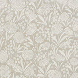 Chrysanthemum Hemp Shimmer wallpaper in Moonstone, a mid-scale floral handprinted on sisal with a shimmering texture.