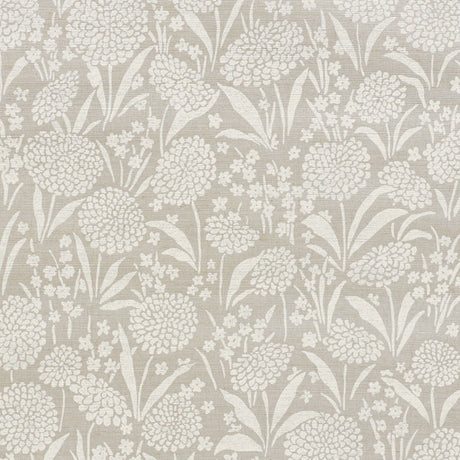 Chrysanthemum Hemp Shimmer wallpaper in Moonstone, a mid-scale floral handprinted on sisal with a shimmering texture.