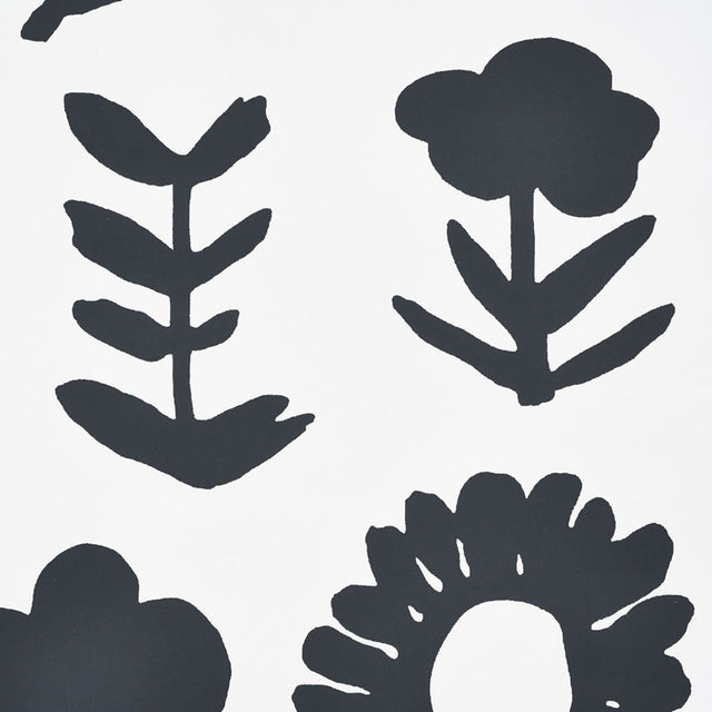 Wild Things Black by Vera Neumann Bold Botanical Wallpaper – Schumacher 5009810
