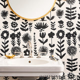 Wild Things Black by Vera Neumann Bold Botanical Wallpaper – Schumacher 5009810