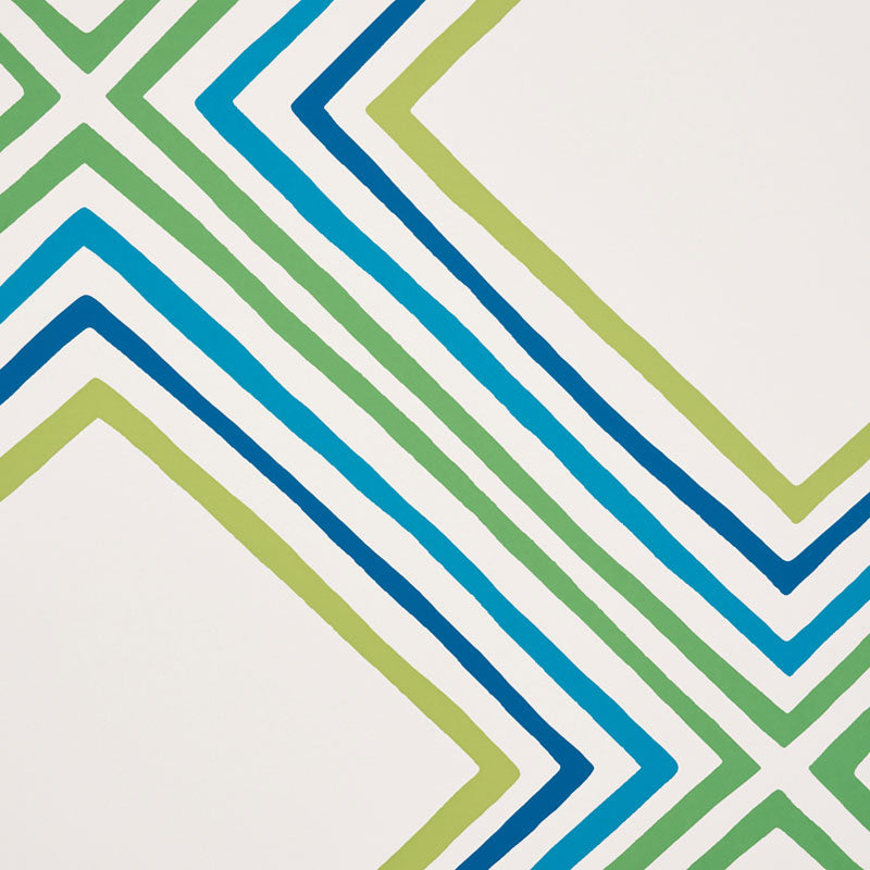 Square Dance Peacock Geometric Wallpaper by Vera Neumann – Schumacher 5009830