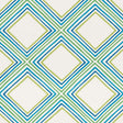 Square Dance wallpaper in Peacock by Vera Neumann for Schumacher, featuring a bold geometric diamond pattern in blue and green on white.