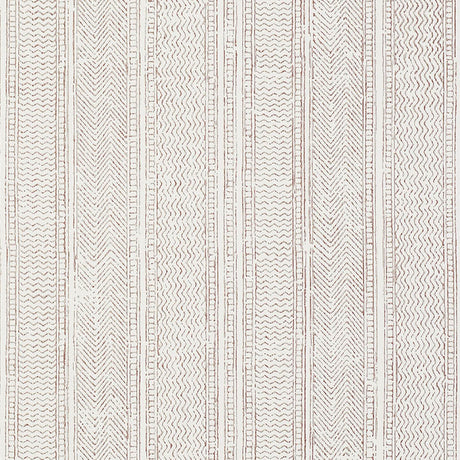 Mohave Sepia wallpaper by Schumacher features delicate, handblocked-inspired stripes with irregular jags in a sepia colorway.