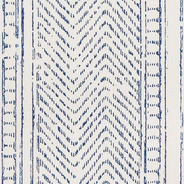 Mohave Indigo by Schumacher Artisanal Handblocked Stripe Wallpaper – Schumacher 5009842