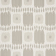 KANDIRA painterly checkerboard ikat wallpaper in stone by Schumacher, shown in room and detail views