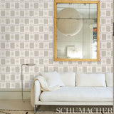 KANDIRA Wheat Painterly Checkerboard Ikat Wallpaper – Schumacher 5009852