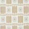 KANDIRA Wheat painterly checkerboard ikat wallpaper by Schumacher shown in a modern living room interior.