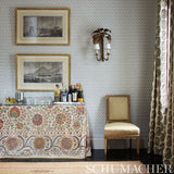 JAKE Orpington Blue by Veere Grenney Moroccan Fretwork Ogee Wallpaper – Schumacher 5009860