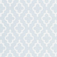JAKE wallpaper in Orpington Blue by Veere Grenney for Schumacher, Moroccan fretwork ogee pattern, styled in an interior setting.