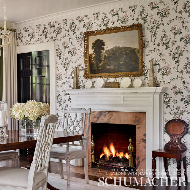 Betty Quiet Pink by Veere Grenney Floral Wallpaper – Schumacher 5009870