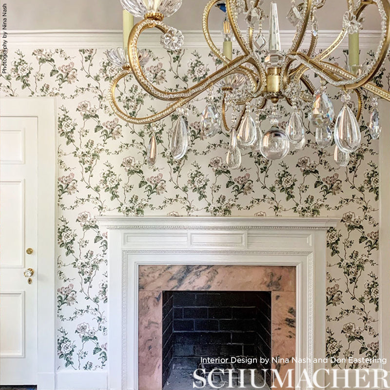 BETTY Charcoal Floral Wallpaper by Veere Grenney – Schumacher 5009871