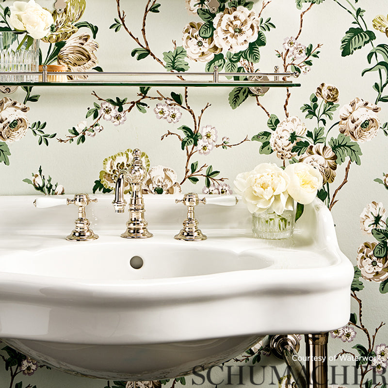 BETTY Celadon by Schumacher Lush Floral Trellis Wallpaper – Veere Grenney 5009872