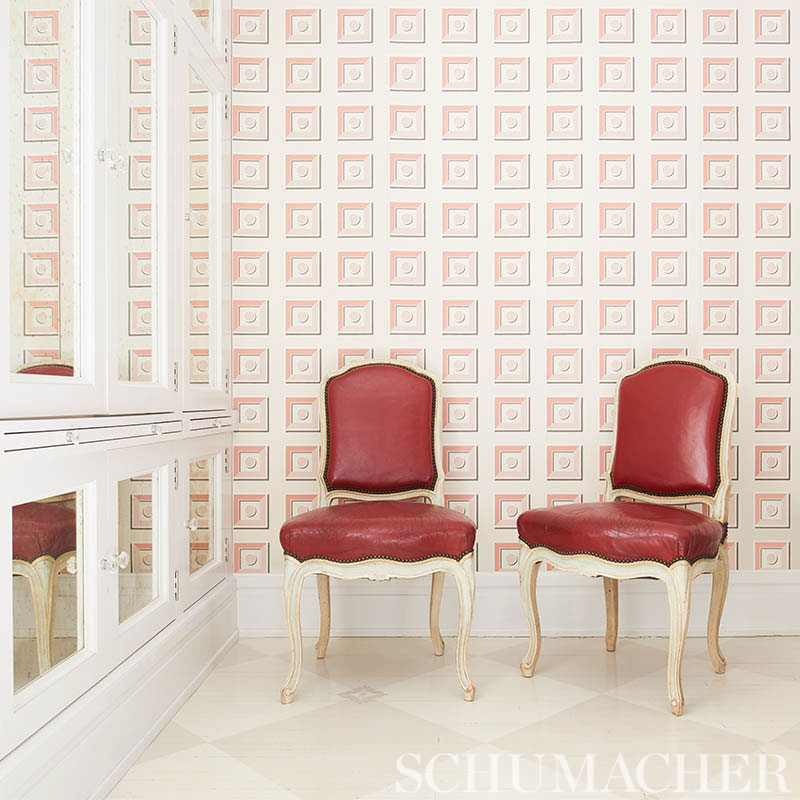 Marcel Blush Geometric Trompe L'Oeil Wallpaper by Schumacher – 5009881