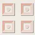 Marcel Blush geometric trompe l'oeil wallpaper by Schumacher, featuring stylized blush and white panels with architectural detail.