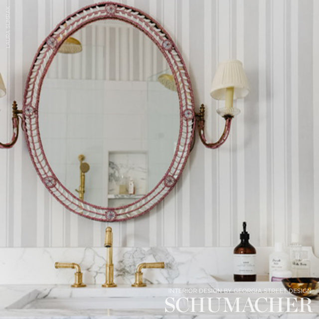 Villa Stripe Dove by Schumacher Designer Stripe Wallpaper – Schumacher 5009920