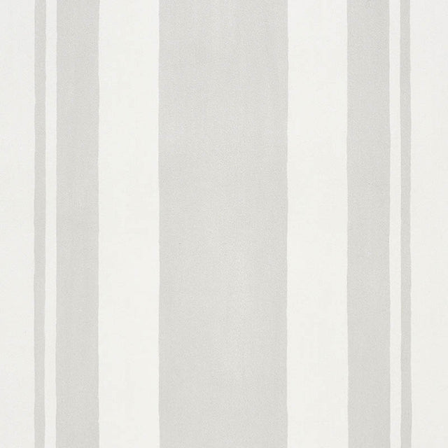 Villa Stripe Dove by Schumacher, a sophisticated multi-width stripe wallpaper in soft dove gray, designed by Miles Redd.