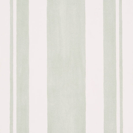 Villa Stripe wallpaper in Cypress by Schumacher, designed by Miles Redd. Multi-width green and white stripes, bold and chic.