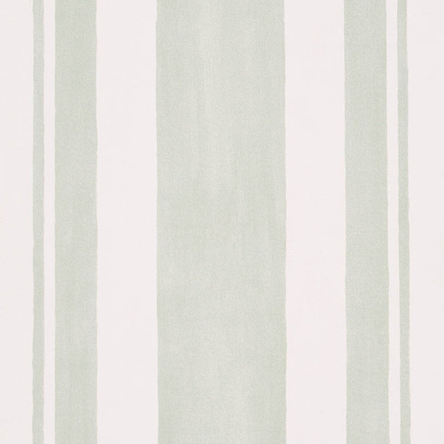 Villa Stripe wallpaper in Cypress by Schumacher, designed by Miles Redd. Multi-width green and white stripes, bold and chic.