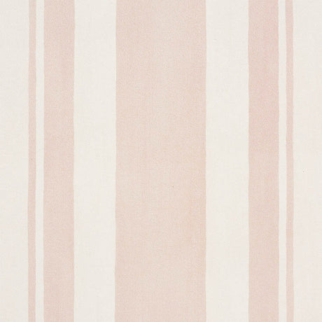 Villa Stripe Blush by Schumacher, a bold multi-width blush and white stripe wallpaper designed by Miles Redd.