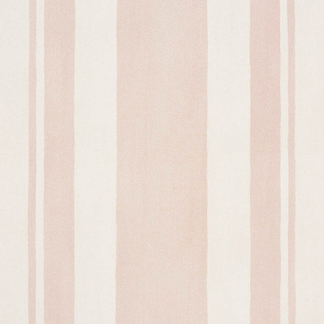 Villa Stripe Blush by Schumacher, a bold multi-width blush and white stripe wallpaper designed by Miles Redd.