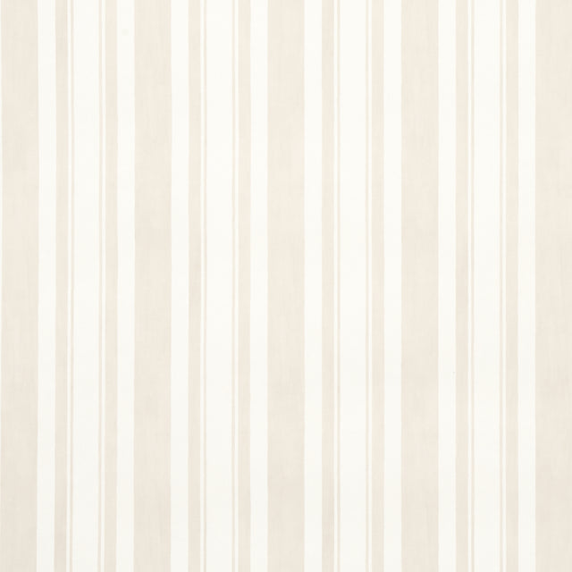 Villa Stripe in light neutral by Miles Redd for Schumacher, a stylish multiwidth stripe wallpaper.