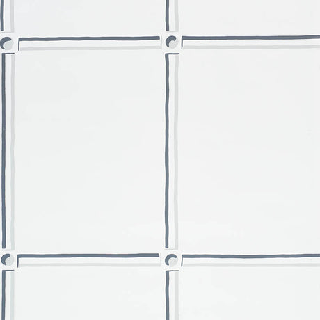 La Galerie wallpaper in ivory by Schumacher, featuring a stylized panel design with gestural black and white strokes.