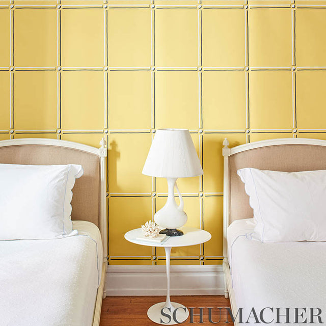 La Galerie Yellow by Schumacher Chic Panel Design Wallpaper – Trompe L'Oeil Collection 5009942