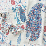 Khilana Floral Delft & Rose by Schumacher Large-Scale Indian Floral Wallpaper – Schumacher 5009950