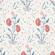 Khilana Floral wallpaper in Delft & Rose by Schumacher, featuring a large-scale stylized Indian floral pattern in blue and pink tones.