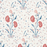 Khilana Floral wallpaper in Delft & Rose by Schumacher, featuring a large-scale stylized Indian floral pattern in blue and pink tones.