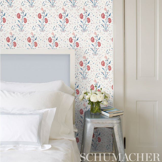 Khilana Floral Pink by Schumacher Indian-Inspired Floral Wallpaper – Palampore Collection 5009953