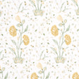 KHILANA FLORAL wallpaper in Marigold by Schumacher, a large-scale floral pattern inspired by traditional Indian motifs, shown in a styled bedroom.