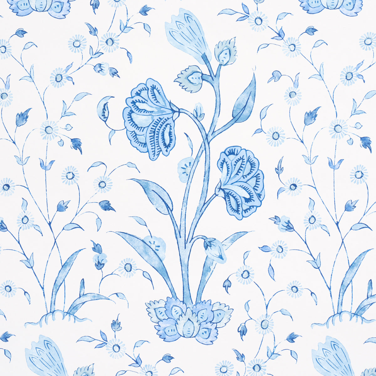 Khilana Floral Porcelain by Schumacher Jacaranda Collection Large-Scale Blue Floral Wallpaper – Schumacher 5009955