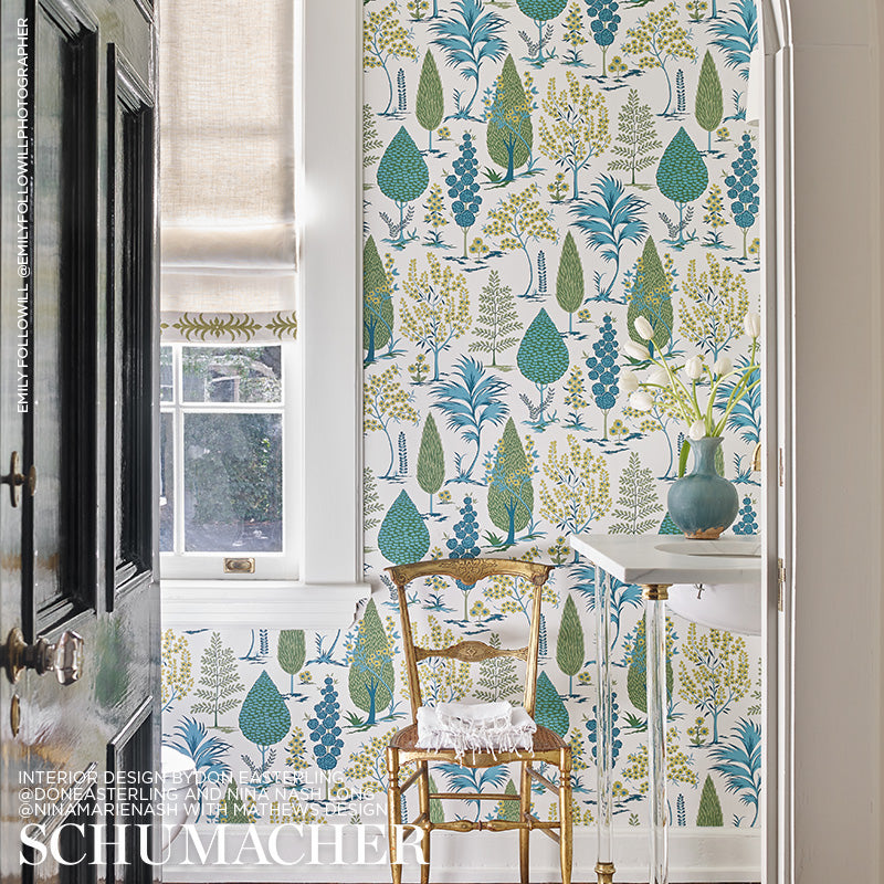 Pandora Peacock by Schumacher Palampore Collection Wallpaper – Schumacher 5009963