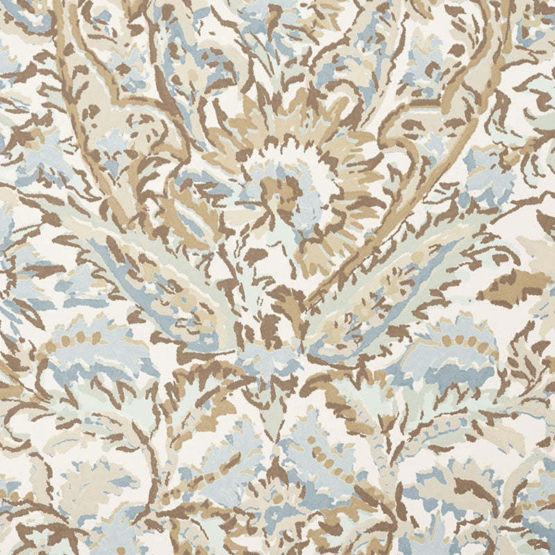 Shirala Paisley Aqua by Schumacher Palampore Collection Wallpaper – Schumacher 5009971