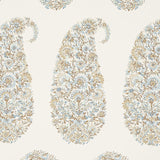 Shirala Paisley Aqua wallpaper with intricate multicolor floral paisley pattern by Schumacher