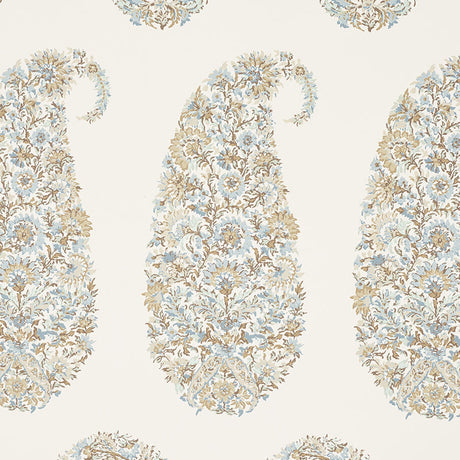 Shirala Paisley Aqua wallpaper with intricate multicolor floral paisley pattern by Schumacher