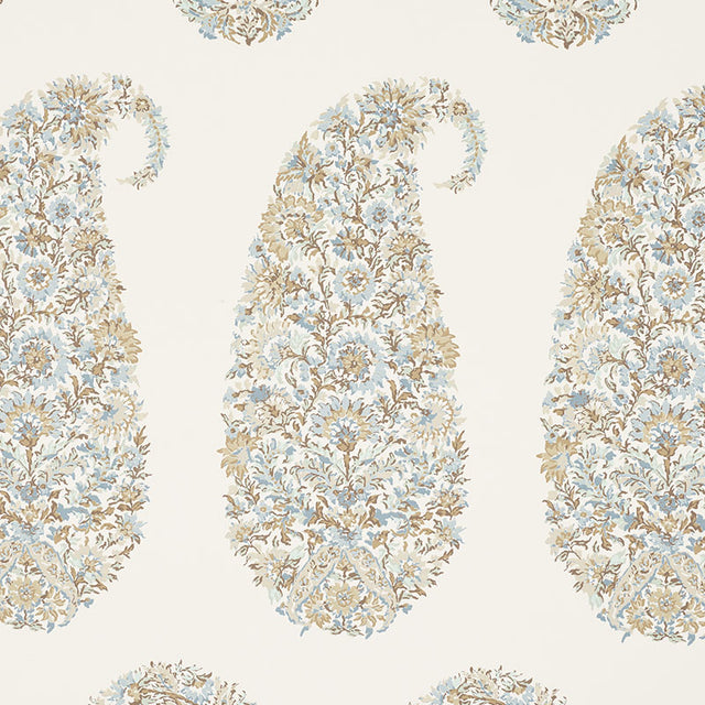 Shirala Paisley Aqua wallpaper with intricate multicolor floral paisley pattern by Schumacher