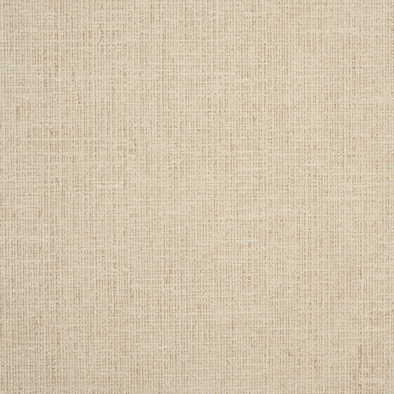 Lotte Linen high performance textured wallcovering by Schumacher in a neutral beige colorway, shown in close-up and swatch images.