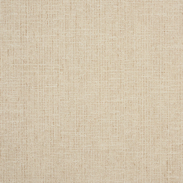 Lotte Linen high performance textured wallcovering by Schumacher in a neutral beige colorway, shown in close-up and swatch images.