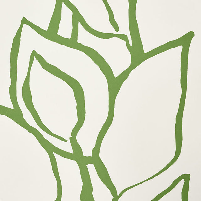 Solandra Vine Leaf by Schumacher Green Botanical Wallpaper – Schumacher 5010070