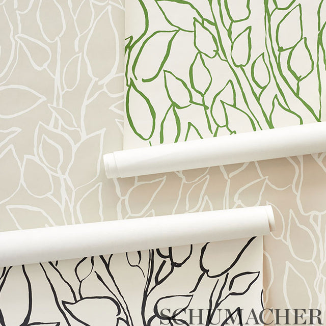 Solandra Vine Black by Schumacher Botanical Wallpaper – Schumacher 5010071