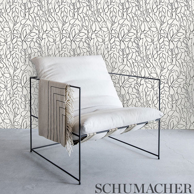 Solandra Vine Black by Schumacher Botanical Wallpaper – Schumacher 5010071