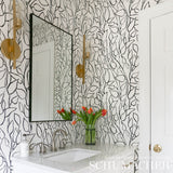Solandra Vine Black by Schumacher Botanical Wallpaper – Schumacher 5010071