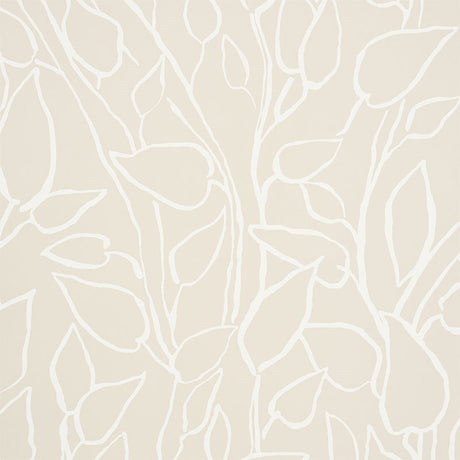 Solandra Vine wallpaper in Natural by Schumacher, a loose and leafy climbing botanical pattern in a neutral colorway.