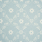 Lancaster Sky by Schumacher - stylized stars and trellis pattern in light blue and white wallpaper