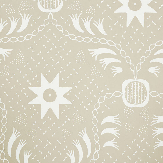 Lancaster Sand by Schumacher Geometric Star Wallpaper – Schumacher 5010081