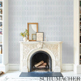 Modern Trellis Sisal Sky by Schumacher Hand Screen Printed Geometric Grasscloth Wallpaper – Schumacher 5010100