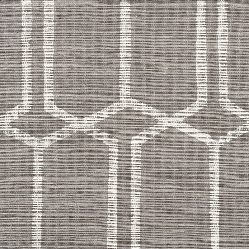 Modern Trellis Sisal Charcoal by Schumacher Hand Screen Printed Geometric Wallpaper – Schumacher 5010101